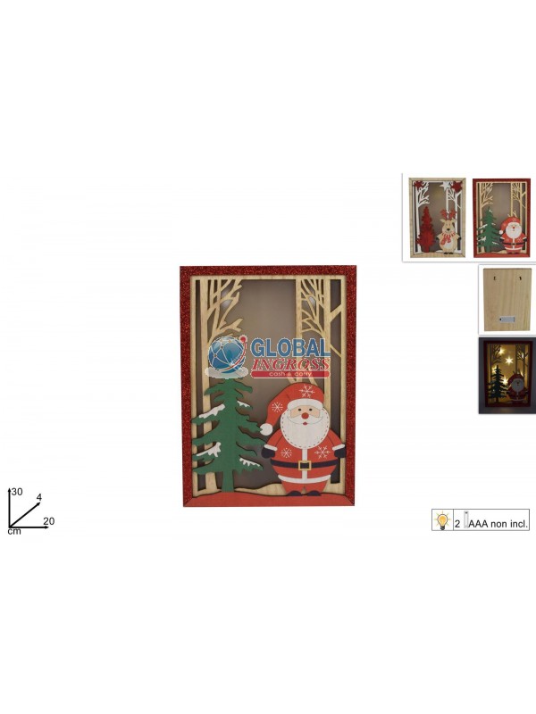 QUADRO NATALE LEGNO C/LUCI