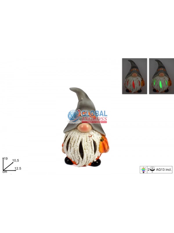 GNOMO C/ZUCCA E LUCE 19cm