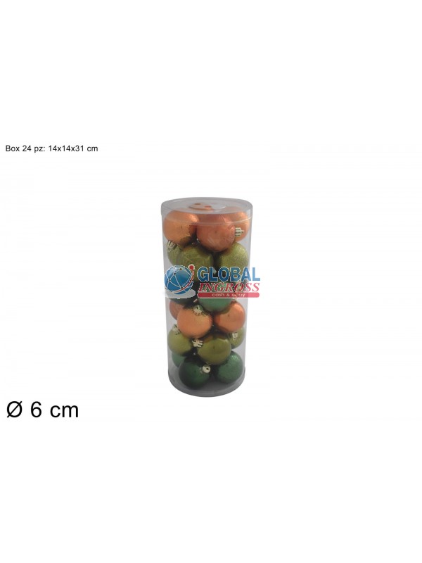 PALLE VERDE/COPPER DECORATE 6cm 24pz