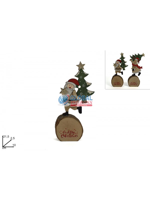 TRONCHETTO BABBO NATALELEGNO 21cm