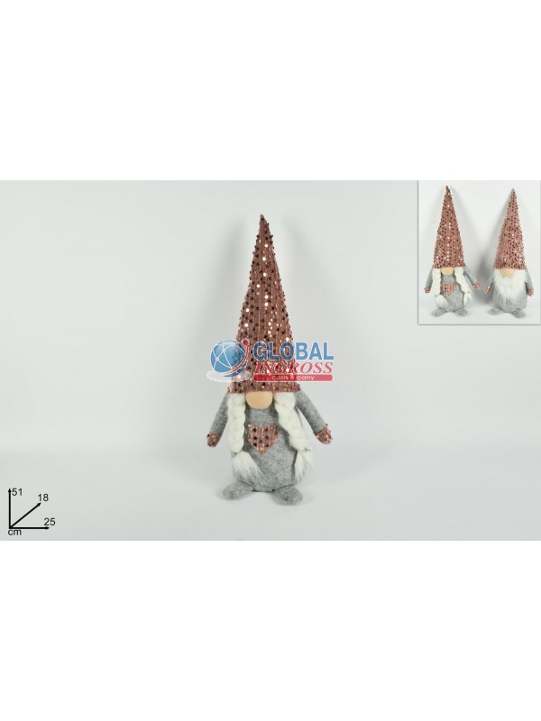 GNOMO NATALE CAPPELLO ROSA 51cm