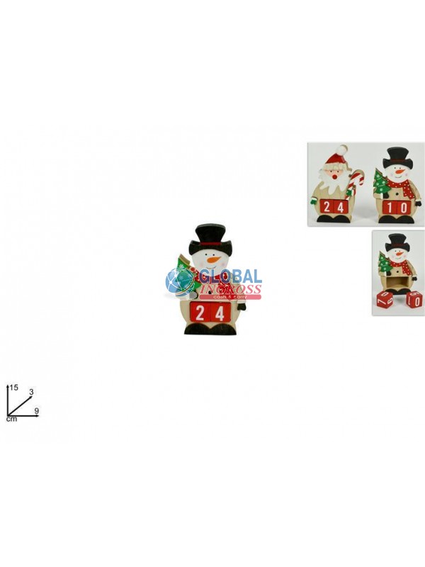 PERSONAGGIO LEGNO C/CALENDARIO 15cm