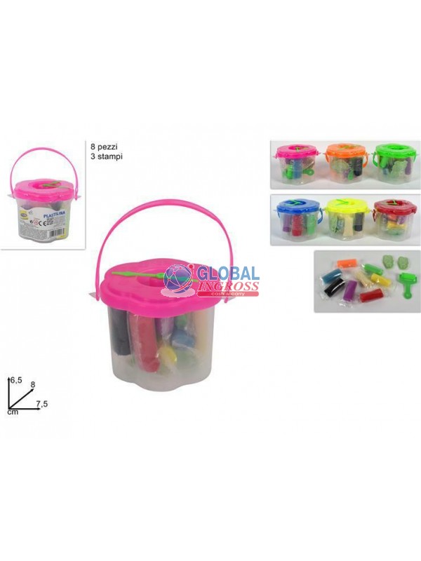 PLASTILINA CESTINO 8pz + STAMPI