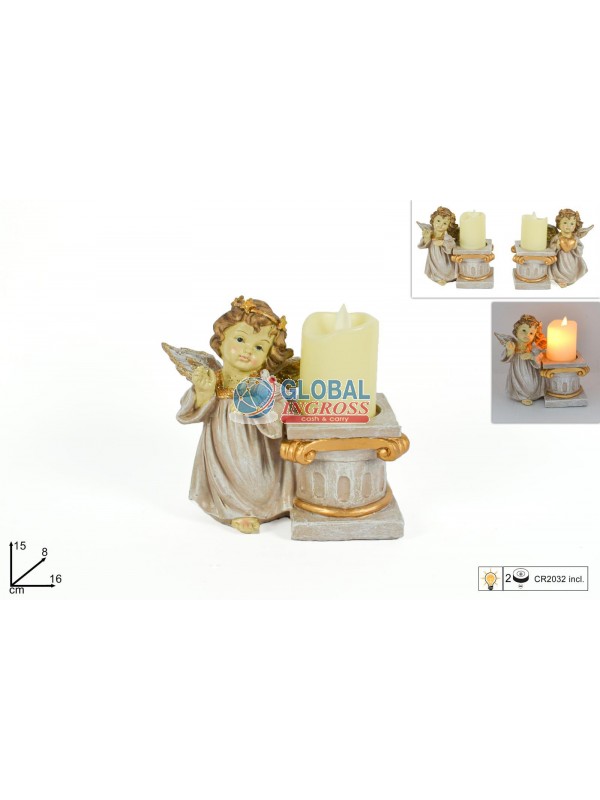 ANGELO C/COLONNA E CANDELE C/LUCI