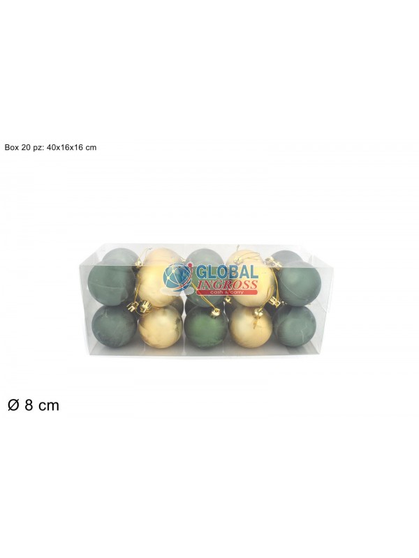 PALLE VERDE/ORO 8cm 20pz