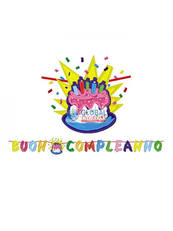 KIT SCRITTA B.COMPLEANNO TORTA 6mt