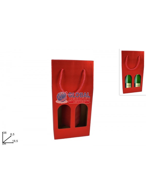 BOX P/BOTTIGLIE x2 SATINATO ROSSO