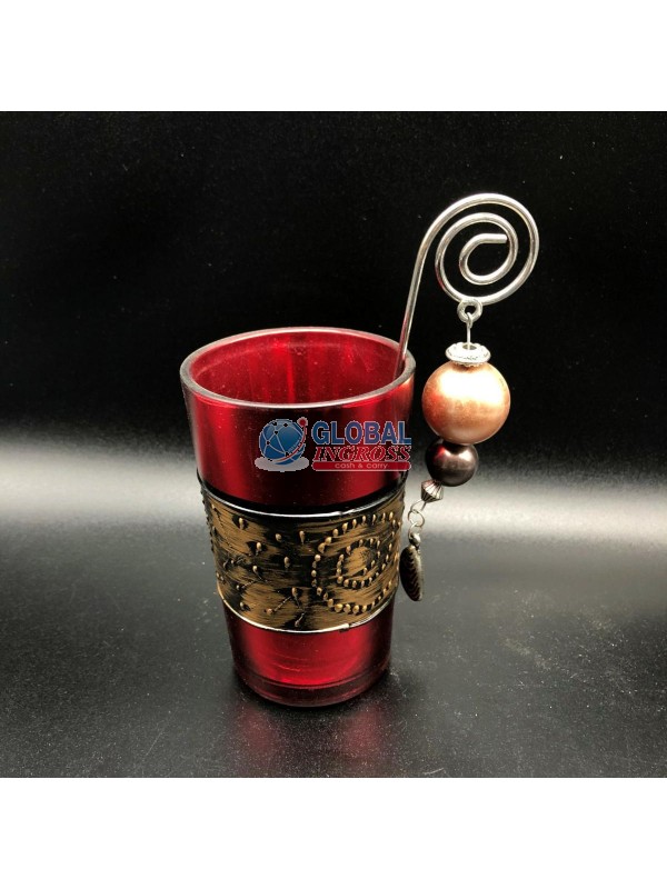 BICCHIERINO C/PENDENTE GRECA ROSSO