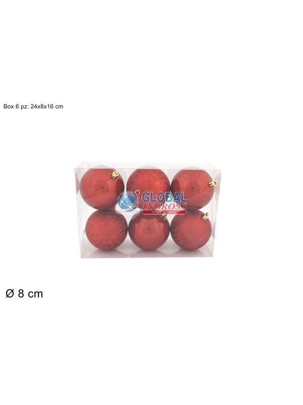 PALLE ROSSE PERLATE/SATINATE 8cm 6pz