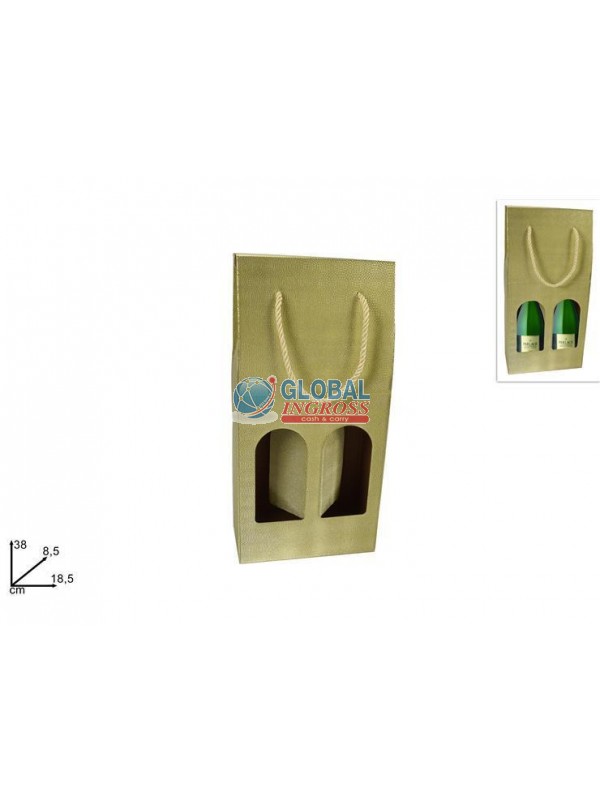 BOX P/BOTTIGLIE x2 SATINATO ORO