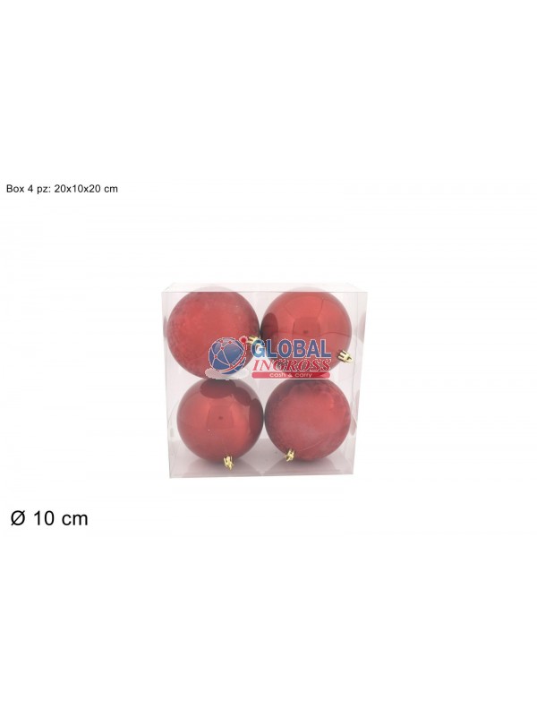 PALLE ROSSE PERLATE/SATINATE 10cm 4pz