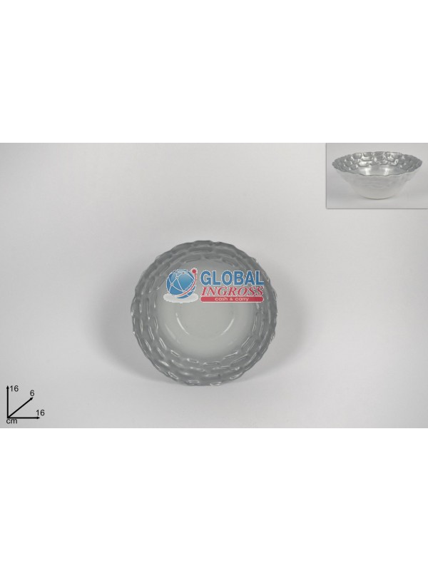 COPPETTA VETRO 16cm BORDO SILVER