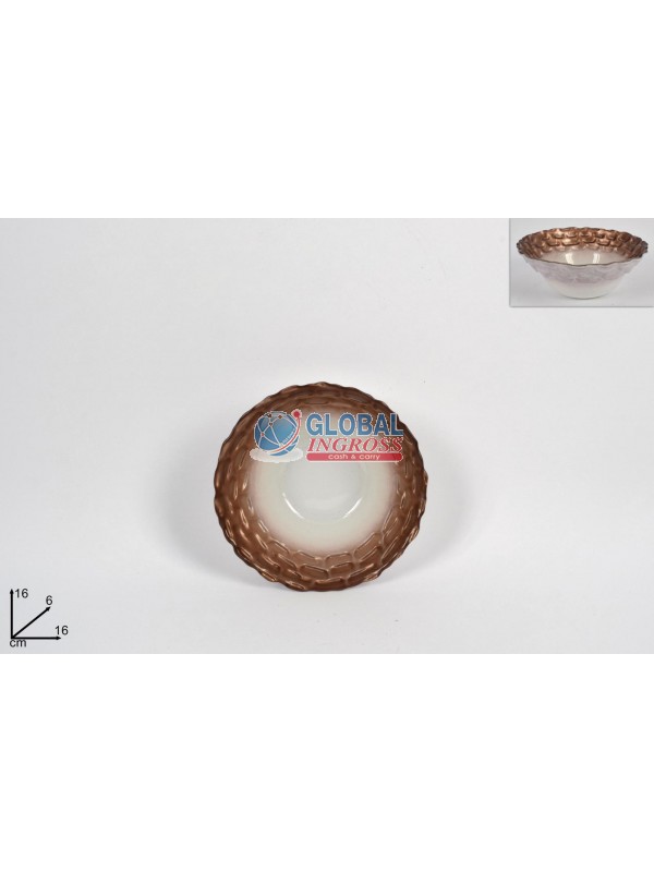 COPPETTA VETRO 16cm BORDO BRONZO
