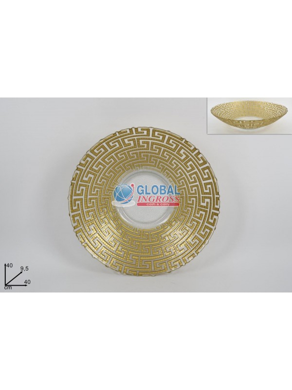 CENTROTAVOLA VETRO 40cmGRECA ORO