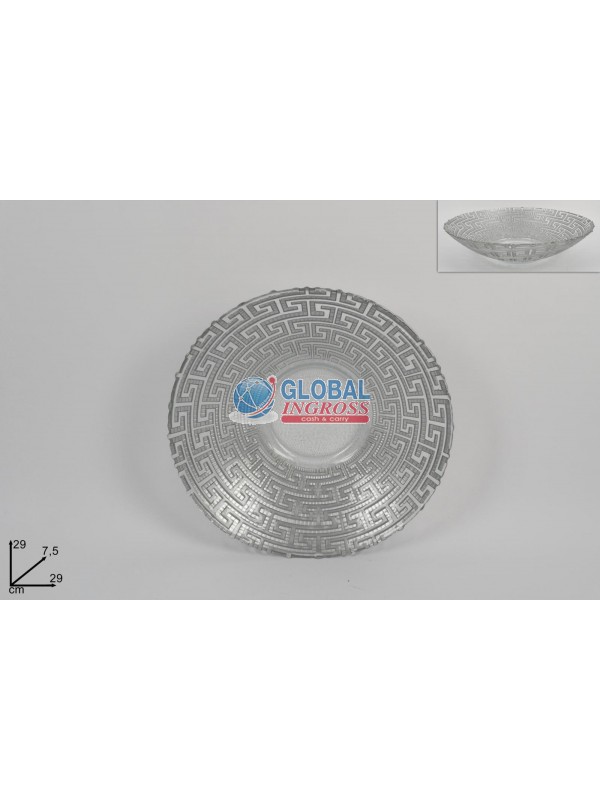 CENTROTAVOLA VETRO 29cmGRECA SILVER