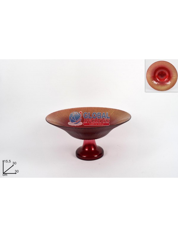 ALZATINA VETRO 30cm ROSSA GLITTER ORO