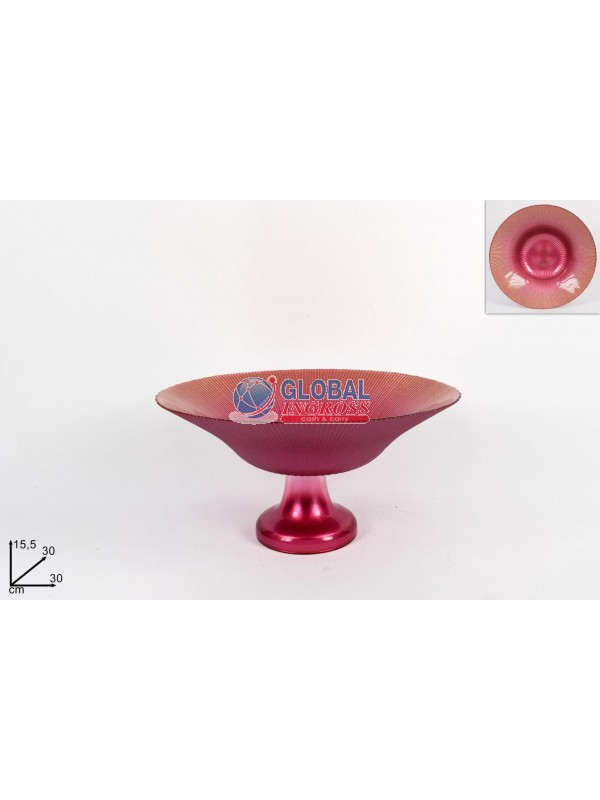 ALZATINA VETRO 30cm ROSA GLITTER ORO