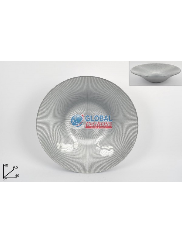 CENTROTAVOLA VETRO 40cmSILVER