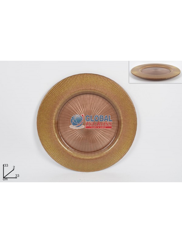PIATTO 33cm MARRONE GLITTER ORO