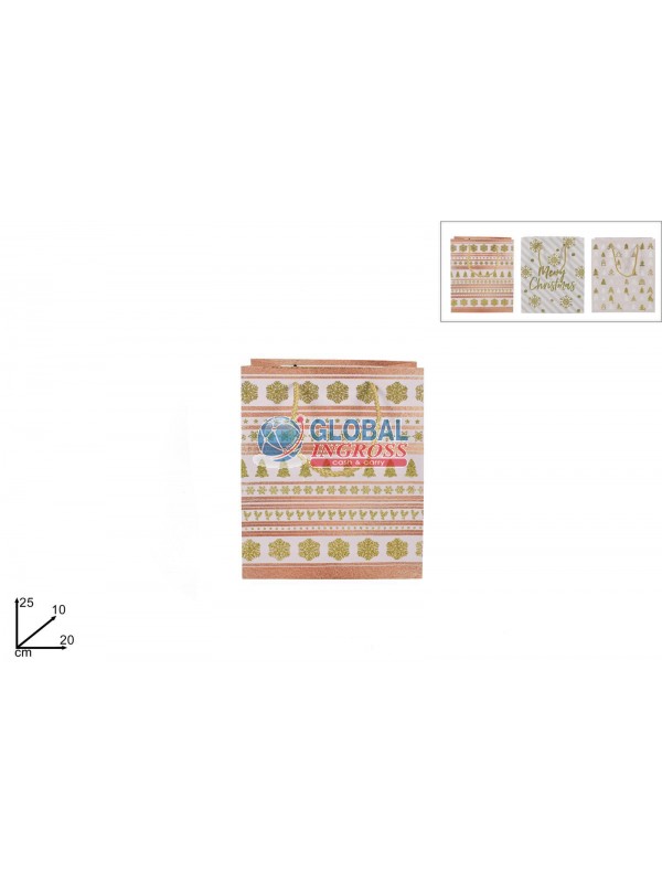 SHOPPER NATALE DECORO ROSA 20x25