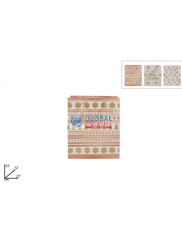 SHOPPER NATALE DECORO ROSA 27x33