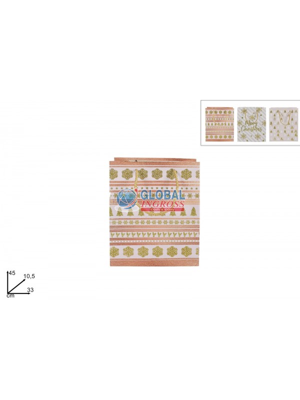 SHOPPER NATALE DECORO ROSA 33x45