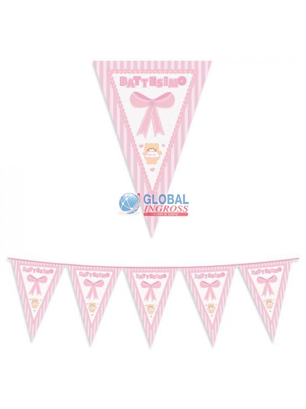 BANDIERINE BATTESIMO TEDDY ROSA 6mt