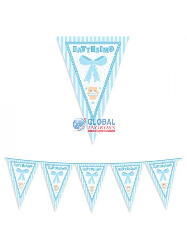 BANDIERINE BATTESIMO TEDDY CELESTE 6mt