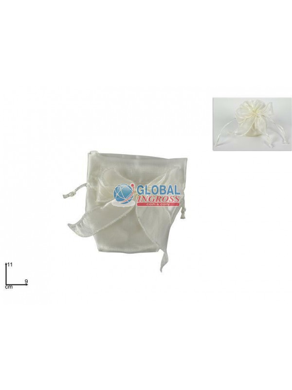 SACCHETTO ORGANZA FIOCCO AVORIO