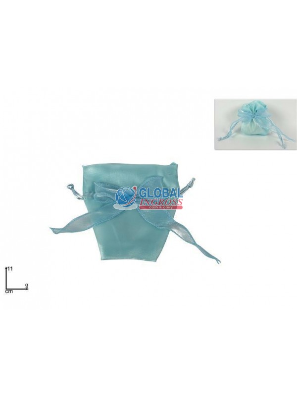 SACCHETTO ORGANZA FIOCCO CELESTE