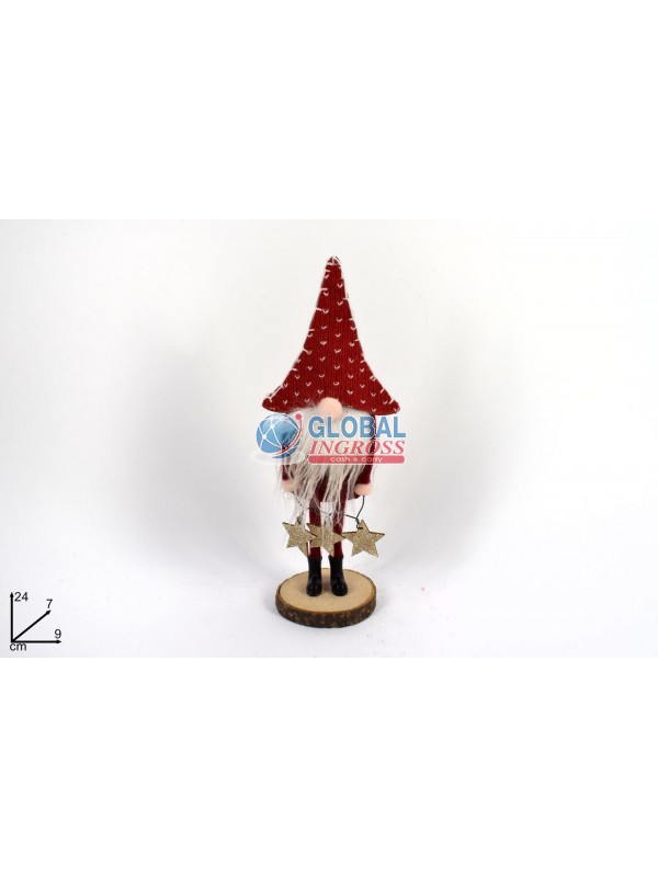 GNOMO NATALE SU BASE TRONCO 24cm