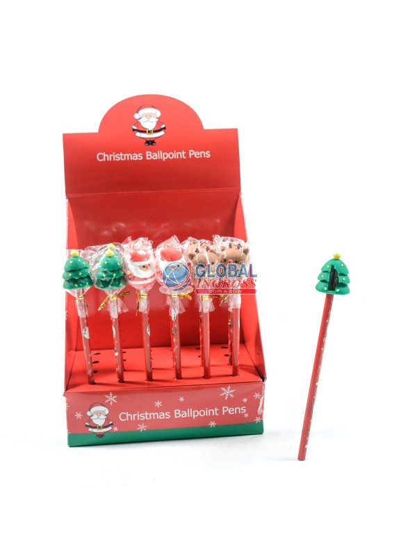 MATITA NATALE C/DECORAZIONE TEMPERINO ASS.