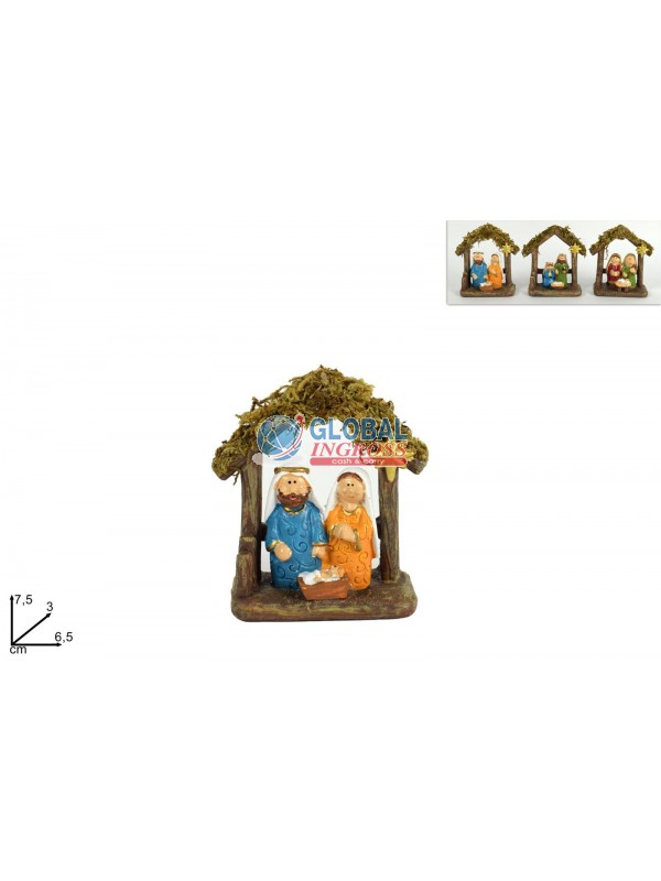 NATIVITA' C/PORTICATO 7cm ASS.