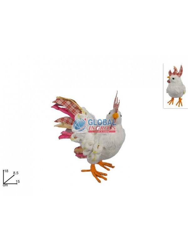 GALLO C/PIUME ROSA 18cm