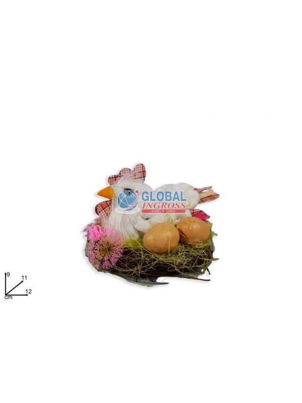 GALLINA CON NIDO E UOVA12cm