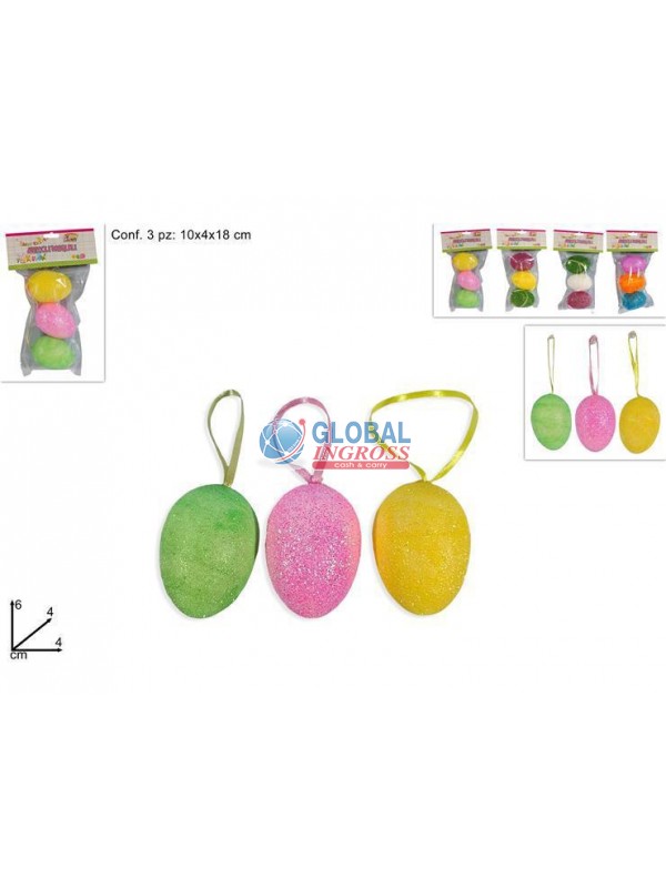 APPENDINI UOVA 6cm 3pz GLITTERATI
