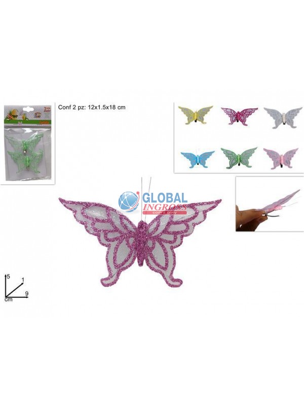 FARFALLA IN BLISTER 2pzORGANZA COL.ASS.