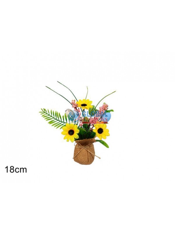 PIANTINA C/FIORI E UOVA18cm