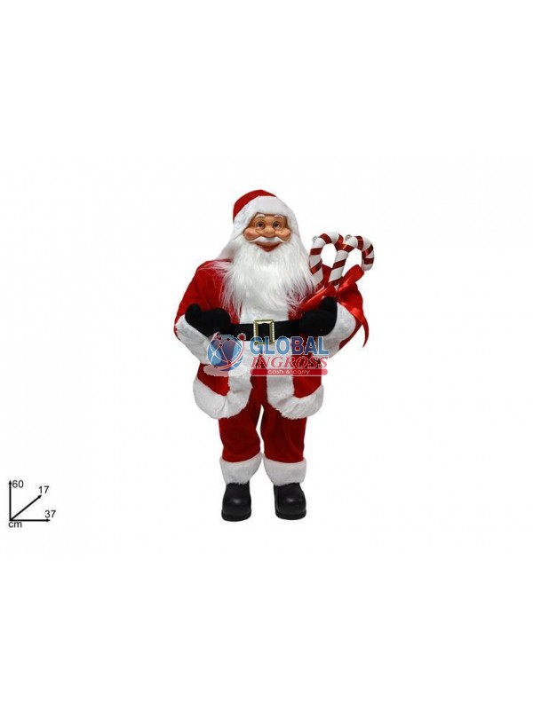 BABBO NATALE 60cm C/CANDY E FIOCCO