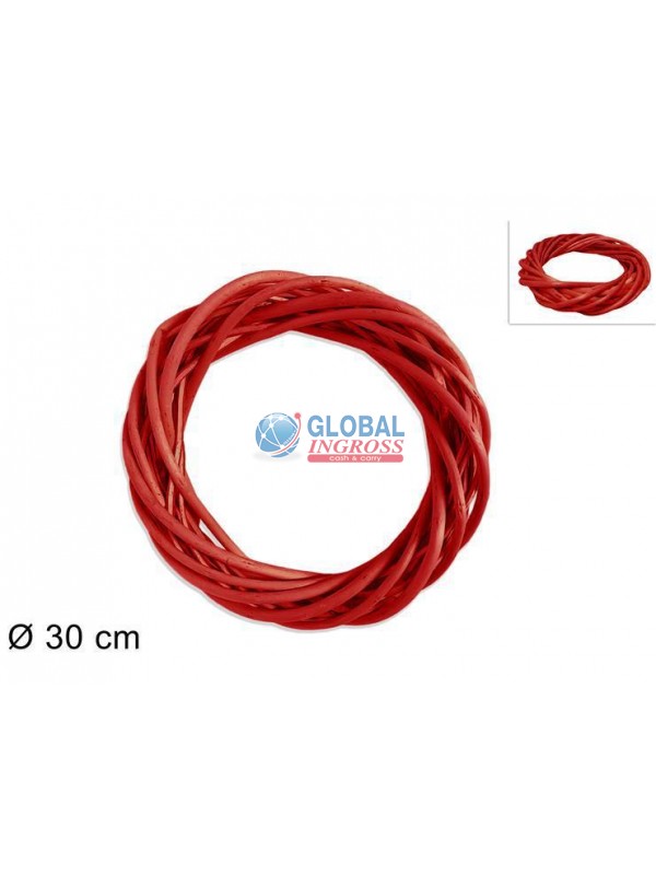 GHIRLANDA LEGNO ROSSO 30cm