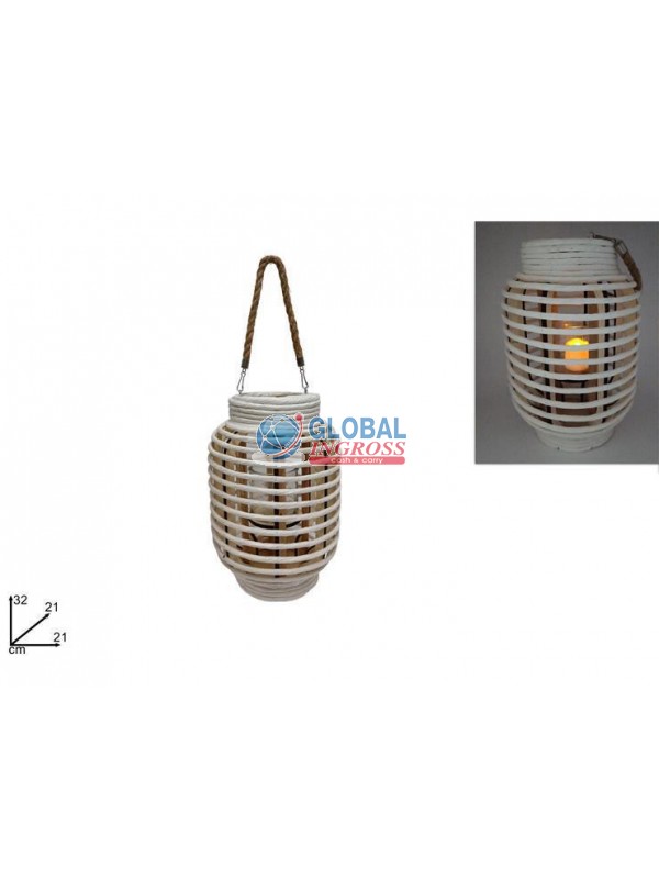 LANTERNA BIANCA IN LEGNO 32cm