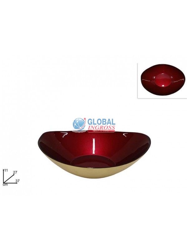 CENTROTAVOLA VETRO OVALE ROSSO 37cm