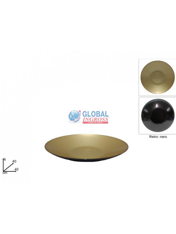 CENTROTAVOLA VETRO NERO/ORO 40cm