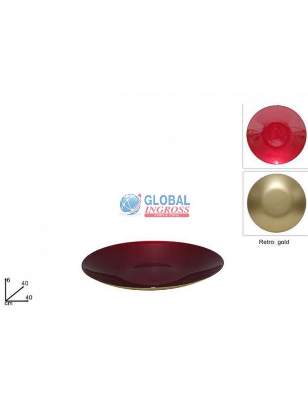 CENTROTAVOLA VETRO ROSSO/ORO 40cm