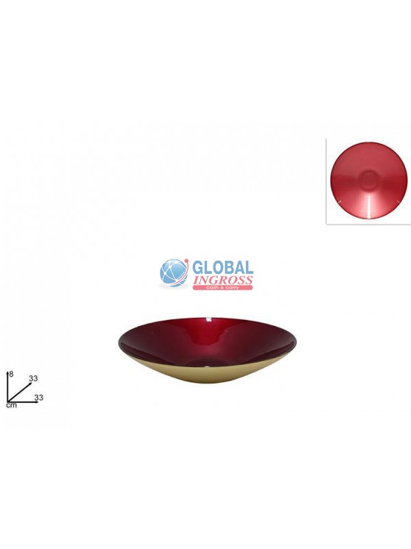 CENTROTAVOLA VETRO 33cmROSSO/ORO