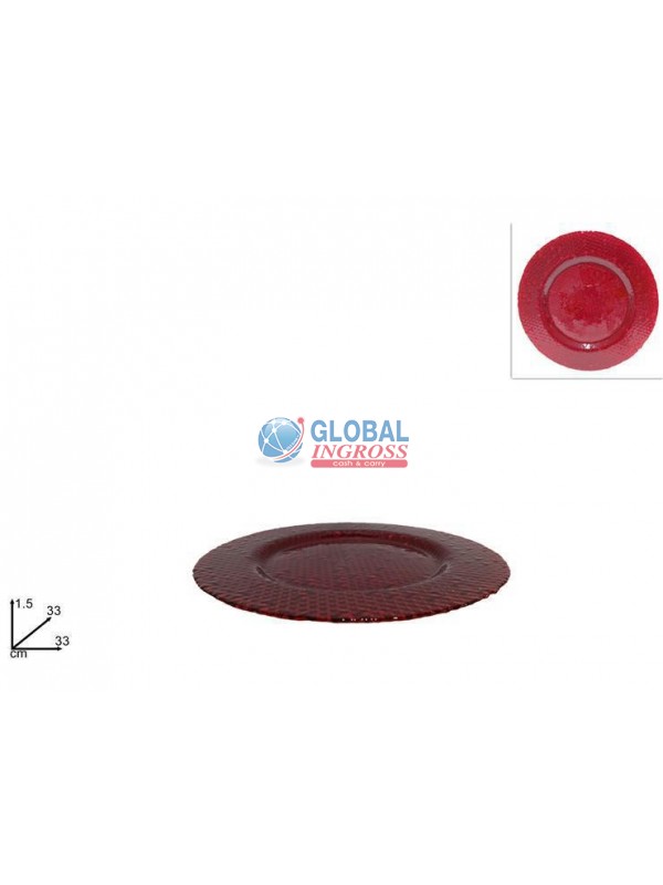 PIATTO VETRO ROSSO 33cm