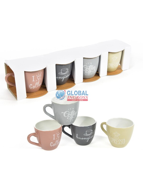 TAZZINE CERAMICA 4pz C/SCRITTA