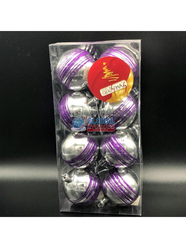 BOX 8 PALLINE 6CM SILVER