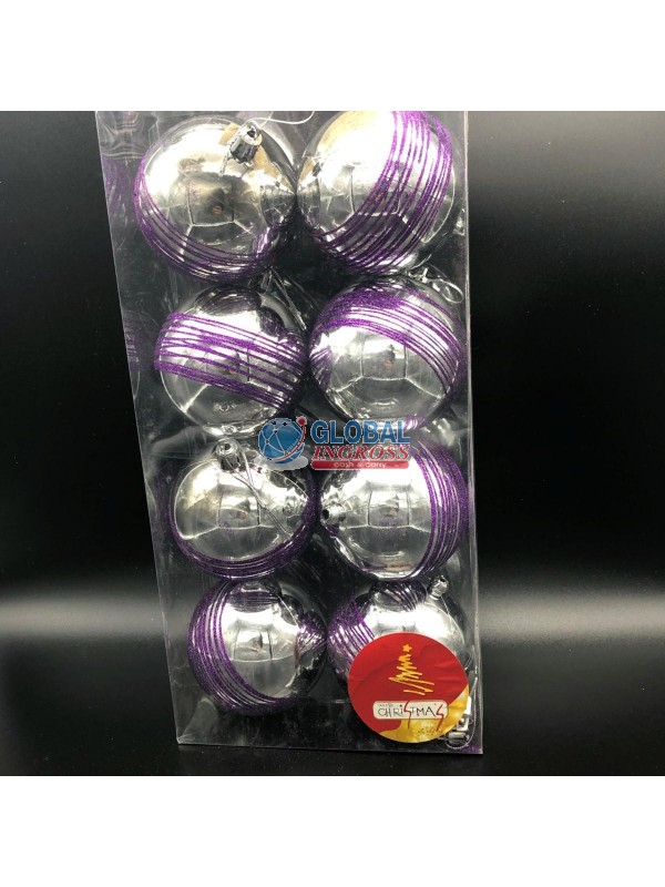 BOX 8 PALLINE 8cm ARGENTO