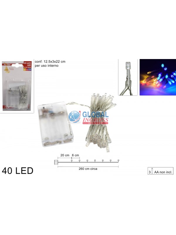 LUCI 40 LED MULTICOLOR BATTERIA